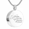Fashion jewelry Always on my mind forever in my heart Cremation Jewelry round Heart My Friend Pendant Memorial Urn Necklace