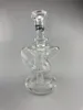 Nieuwe dubbele uptake recycler glazen bong accepteren gepersonaliseerde custom 14mm glazen booreilanden gratis verzending gebrandschilderd glas