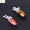 قلادة CSJA Dendle Angel Natural Stone Necklace قلادة روز كوارتز نمر العين مع مجوهرات الصخور الكريستالية الفضة اللون الجملة 9579109