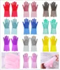 Hot silicone cleaning gloves with brushes magic dishes washing glove bath cook pet grooming Anti-scalding slicone glove good kitchen helper