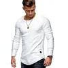 Hot 2018 New Spring Moda Marca O-pescoço Slim Fit Manga Longa Camiseta Homens Tendência Casual Mens T-Shirt Europa e América Camiseta