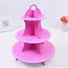 Vouwen cupcake staat vier kleuren 3 tier desserthouder ronde punt patroon dikkere papieren cake rack voor bruiloft 3 9HQ BB