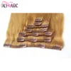 Clip In 100% Remy Human Hair Extensions #60 Platinum Blonde 8"-24" Grade 8A Quality Full Head 7pcs 16clips Short Soft Silky Straight