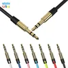 God kvalitet Metal Aux Cable Man till manlig ljudkabel Färgbil Ljud 3,5 mm Socket Plugg AUX Cable Headset MP3 400PCS / Lot