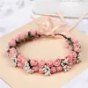 1PCS Rose Headband Bohemian Flower Headband Garland Crown Festival Wedding Bride Bridesmaid Hair Wreath BOHO Floral Headdress Headpiece