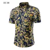 Erkek Kısa Kollu Hawai Gömlek Moda Yaz Casual Çiçek Baskılı Plaj Gömlek Erkekler için Asya Boyutu M-5XL