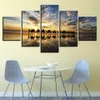 Hd imprime cartazes quadro quadros de lona sala estar decoração casa 5 peças praia pôr do sol beira-mar camelos equipe pinturas parede art8022554