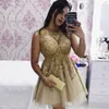 2019 Tanie Krótki Sukienka Homecomingowa Linia Tulle Aplikacja Juniors Sweet 15 Graduation Cocktail Party Dress Plus Size Custom