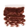 # 33 Dark Auburn Human Hair Wiązki z pełnymi frontami Ciało Fala Brazylijski Brown Brown 13x4 Koronki Zamknięcie czołowe z 3 wiązkami