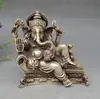 6" lucky Chinese Tibet Silver 4 Arms Ganesh Elephant Mammon Buddha Mouse Statue S0706