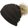 Gorro de punto de moda para mujer Otoño Invierno Sombrero cálido Skullies Marca Gorros Hip-Hop Gorros de pompón de lana KKA2684