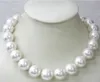 Classic Beaded Necklace 14mm South Sea Round White Shell Pearl Necklace 18inch 925 Silver Accessories