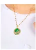 MGFAM 173p Dragon et Phoenix Pendant Collier pour femmes Green Malaysian Jade Chine Mascotte ancienne 24K Gold avec 45 cm CHA9593855