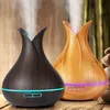 Umidificatore ad ultrasuoni con diffusore di aromi da 400 ml con venature del legno 7 luci a LED che cambiano colore per la casa dell'ufficio