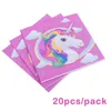 Unicornio Party Disposable Papieren bestek Set Tafel Covers / Plaat / Servet / Popcorn Cup Gelukkige 1e Verjaardag Kinderen Feestartikelen