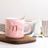 Tazza in ceramica Tazza Bone China Grigio Rosa Colori Mr e Mrs Tazza da viaggio Motivo in marmo Phnom Penh Tè Latte Tazze e tazze Regali