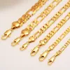 Italian Figaro Yellow 14k Gold Plated 3 to12mm wide 8.6" 19.6" 23.6" Chain Necklace bracelet