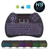 Rainbow Backlit Mini H9 Controle remoto sem fio 2,4 GHz Fly Air Mouse Backlight Teclado QWERTY Touchpad para Mini PC Caixa de TV Android