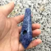 الأزرق الطبيعي بقعة Sodalite الكوارتز التدخين الأنابيب الكريستال حجر القمة العصا نقطة السيجار أنابيب مع 2 مرشحات معدنية