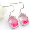 Luckyshine Mix Color 4 pcs/lot 925 sterling silver small and exquisite Rainbow BI-COLORED Tourmaline Gemstone Silver Dangle Earrings Jewelry