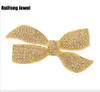 Biały złoty ton Rhinestone Crystal Diamante Bow krawat Broszka Pin Prezent Akcesoria