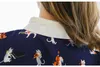 2017 frühling cartoon cat print shirt frauen langarm spitze peter pan kragen chiffon bluse kawaii damen büro shirts blusas