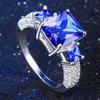 Vit Röd Blå Kubik Zirconia Ring Stor Gemstone Kristall Ringar Bröllop Ringar Kvinnor Mode Smycken Gåvor Drop Ship 080305