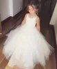 Cute Spaghetti Straps Princess Tulle Flower Lace Appliques Cheap Wedding Girls Pageant First Communion Dresses