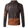 Logan Mens PU Leather Jacket Biker Streetwear Winter Male Striped Jacket Panelled Coat Asian Size M-5XL