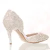 New Arrival Rhinestone Crystal Wedding Shoes Sewing Bridal Shoes Pointed Toe High Heel Gorgeous Party Prom Shoes Bridesmaid Shoe2710