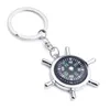 Rudder Compass Keychain Helm Trinket Multifunktionell nyckelring Charm Polerat Hängsmycke Tillbehör Keyfob Vandring Camping Outdoor Gear Wholesale