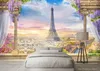 Carta da parati personalizzata della foto 3d della torre Eiffel per le pareti 3 D Soggiorno del salone di bellezza del salone del salone della TV Sfondo 3D Wallpaper Walls