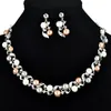 New Europe Fashion Party Casual Jewelry Set Women's Faux Pearl Rhinestone Leaves Halsband med örhängen S98