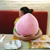 Dorimytrader Kawai Emulational Pink Peach Plush Toy Big Stuffed Realistic Fruit Pillow Game Doll Decoration for Kid Gift 40cmDY61244