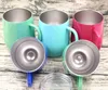 Bicchiere da vino portauovo con manico Thermos a doppia parete in acciaio inossidabile senza stelo Boccali da birra da viaggio con rivestimento in polvere Asciugamano