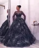 Piękna Gwiaździsta Suknia Suknie Moda Bateau Neck Długi Rękaw Puszysty Prom Dress Luksusowy Dubaj Arabia Celebrity Red Dywan Sukienka