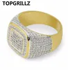 Topgrillz hip hop anello tutti ghiacciati micro pavimenti di alta qualità cz anelli da donna anello oro per amore regalo2413