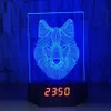 Kurt Saat 3D Illusion Gece Işıkları LED 7 Renk Değişim Masa Lambası Ev Dekorasyonu # R87