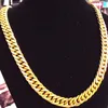 Collier lourd pour hommes, chaîne en or jaune 18 carats, rempli de bijoux à Double bordure solide, 60cm de Long, 10mm de large, 225p