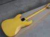 Factory custom Yellow Electric Bass Guitar with 1 Pickup,Black Pickguard,Maple Fretboard,4 Strings,21 Frets,offer customized