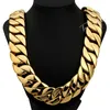 Edelstahl Schmuck Punk Halskette Herren Hip Hop Luxus Designer Halskette Kubanische Bordsteinkante Link Goldkette Rapper 31mm breit großes super schwer