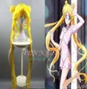 Peruker Lemon Yellow Sailor Moon Cosplay peruk 150 cm raka kostymer fest hårflicka