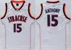 College 15 Camerlo Anthony Jersey Men Syracuse Orange Basketball Jerseys Anthony Sport broderi svart vit gratis frakt