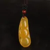 Yellow Chalcedony Buddha Bead Cross Gourd Pendant Natural Hand-carved Fish Rose Leaf Lotus Chinese Carved Pendants Necklace