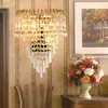 Moderne Crystal Golden Crown Slaapkamer Beddenides Wandlichten Trap Corridor Mirror Front Wall Sconces Balcony Hallway Wandlampen