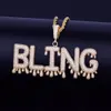 Hot Seller A-Z Custom Name Kleine Druppel Bubble Letters Hangers Kettingen Heren Zirkoon Hip Hop Sieraden Gratis Touw Ketting Drie Kleuren