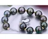 10-11mm Tahitian Black Pearl Bransoletka 7.5-8inch 925 Silver Zapięcie Zroszony Bransoletka