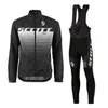 SCOTT 팀 사이클링 긴팔 유니폼 턱받이 바지 젤 패드 자전거 세트 MTB Ropa Ciclismo Mens Bicycling Maillot Racing Wear Y21032513