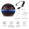 USB ultrasone luchtbevochtiger, 300 ml aroma diffuser etherische olie diffuser aromatherapie mist maker met blauw LED-licht (donker hout)