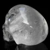 Calavera de cristal transparente Natural tallada a mano, piedra preciosa de cristal, cabeza alienígena humana para curar Reiki, regalos de Halloween 1814